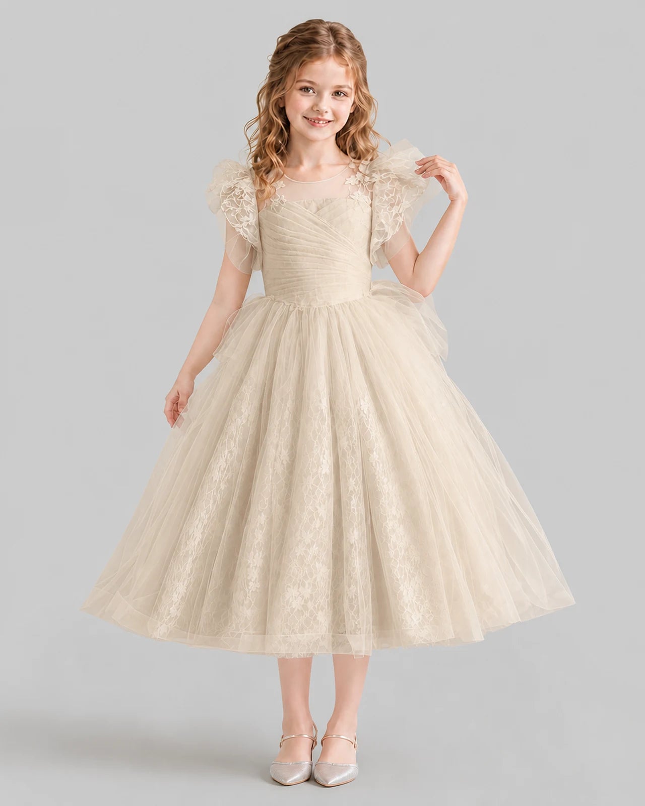 Champagne Ball Gown Flower Girl Dresses Front
