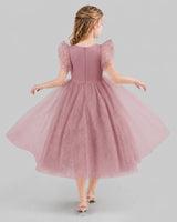 Dusty Rose Ball Gown Flower Girl Dresses Back
