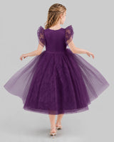 Grape Ball Gown Flower Girl Dresses Back