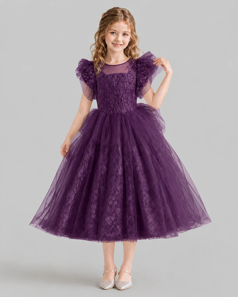 Grape Ball Gown Flower Girl Dresses Front