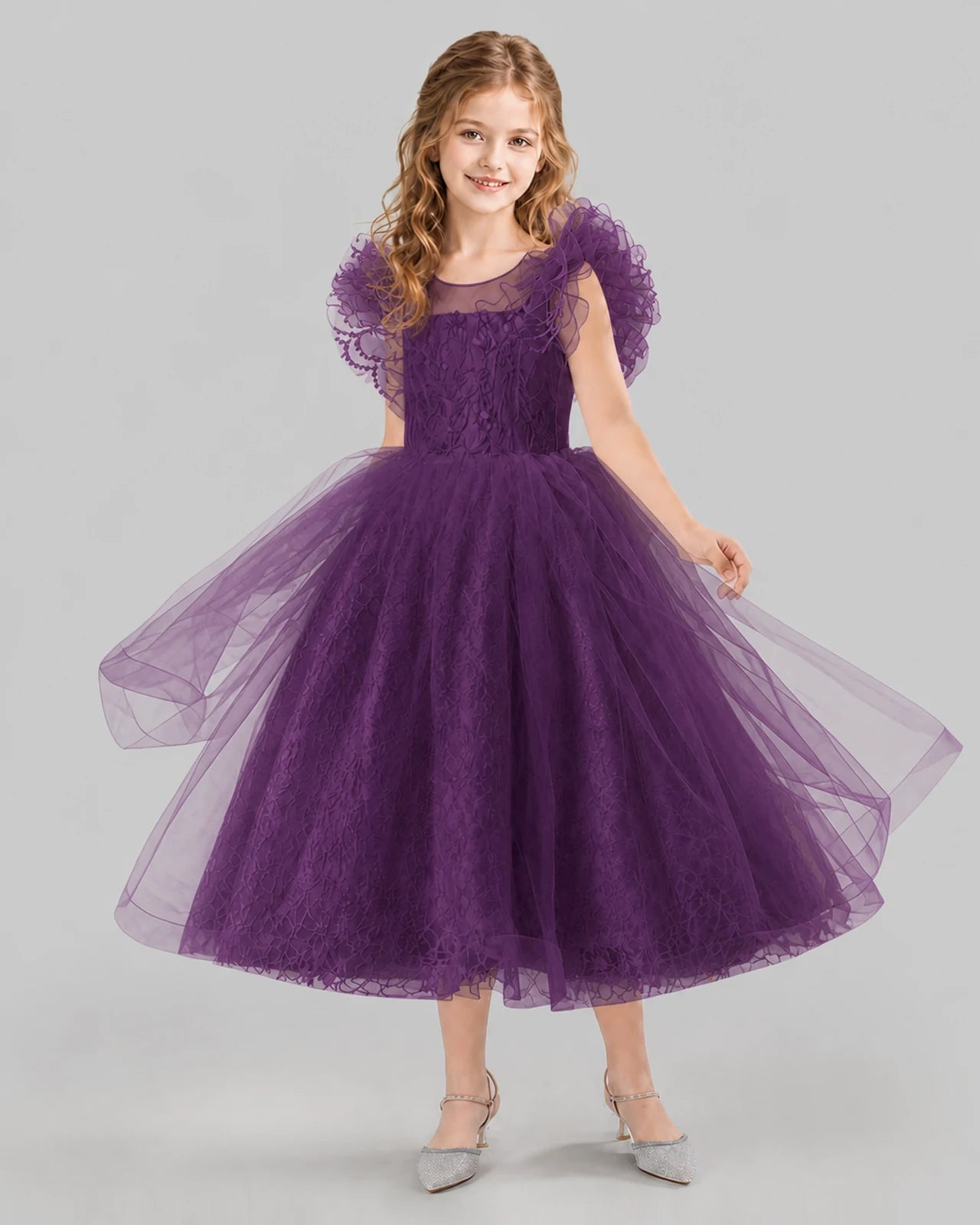 Grape Ball Gown Flower Girl Dresses Side