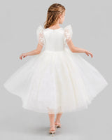Ivory Ball Gown Flower Girl Dresses Back