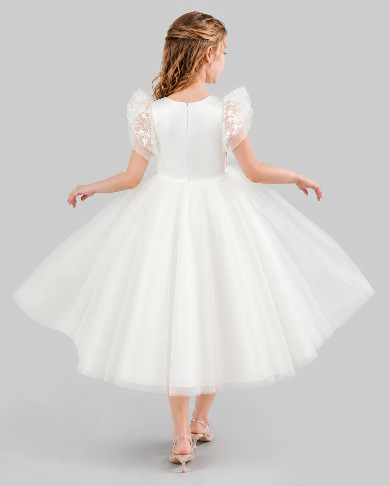 Ivory Ball Gown Flower Girl Dresses Back