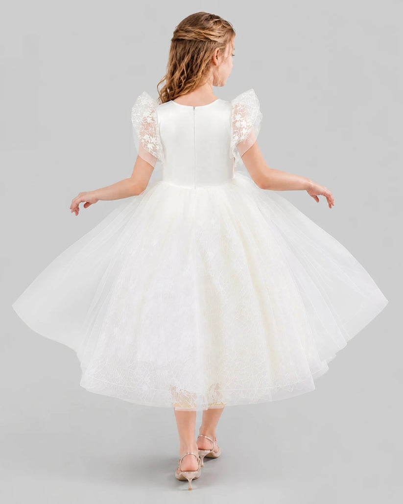 Ivory Ball Gown Flower Girl Dresses Back