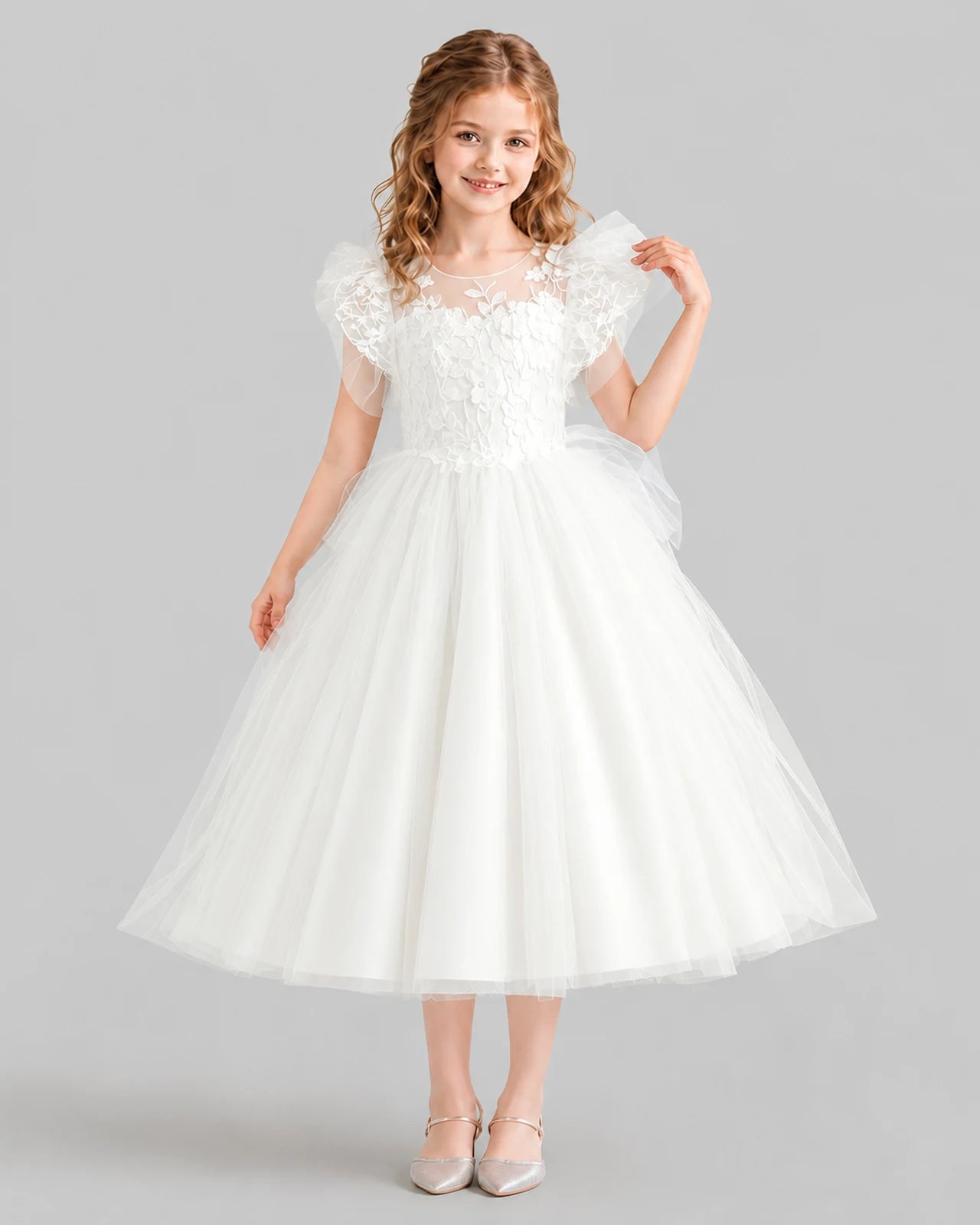 Ivory Ball Gown Flower Girl Dresses Front