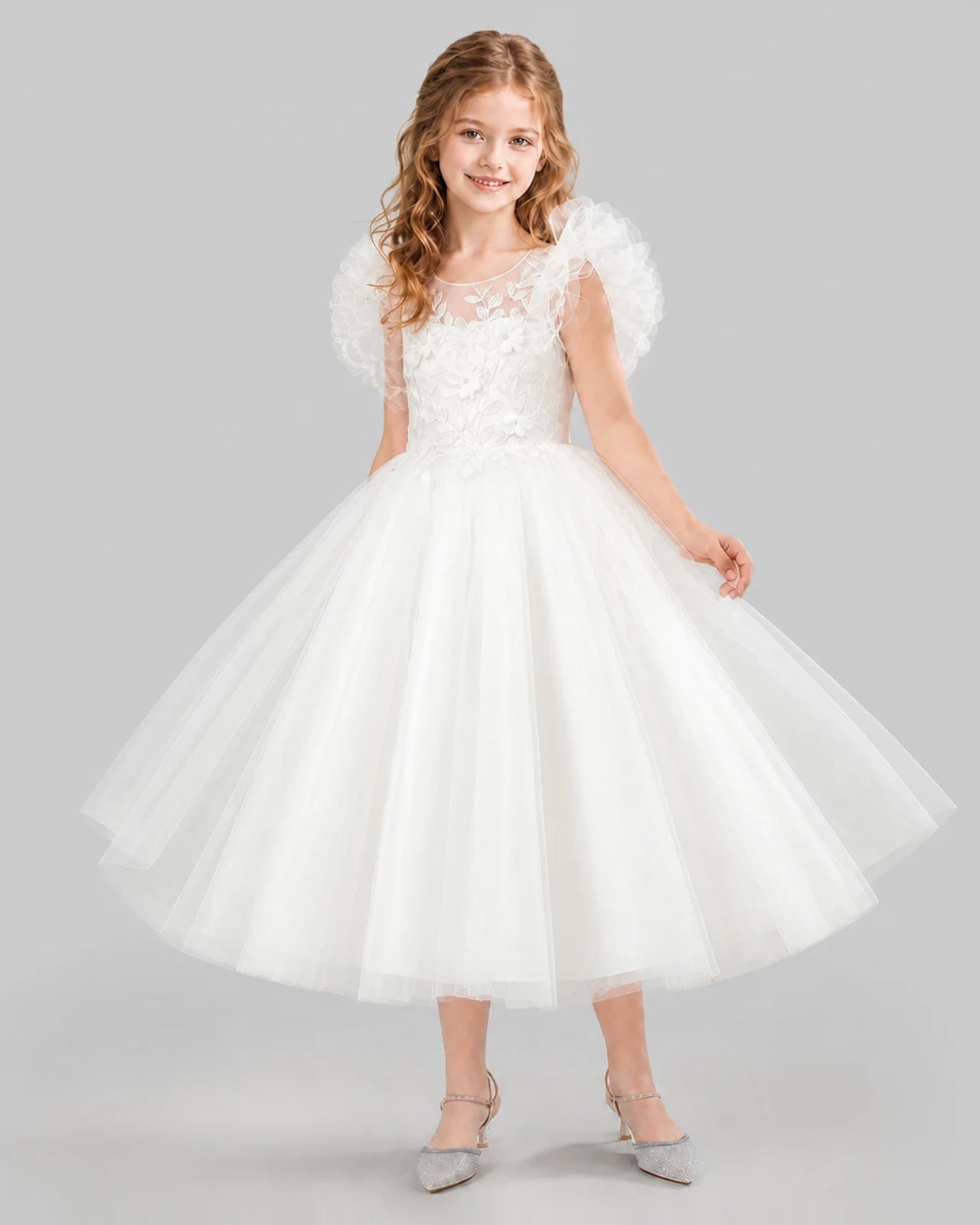 Ivory Ball Gown Flower Girl Dresses Side