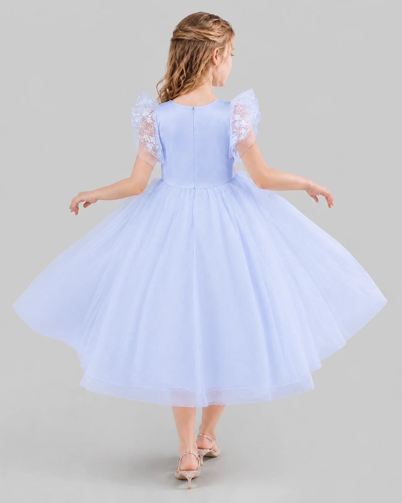 Lavender Ball Gown Flower Girl Dresses Back