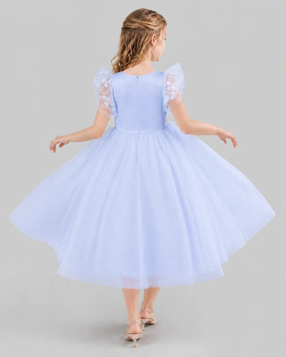 Lavender Ball Gown Flower Girl Dresses Back