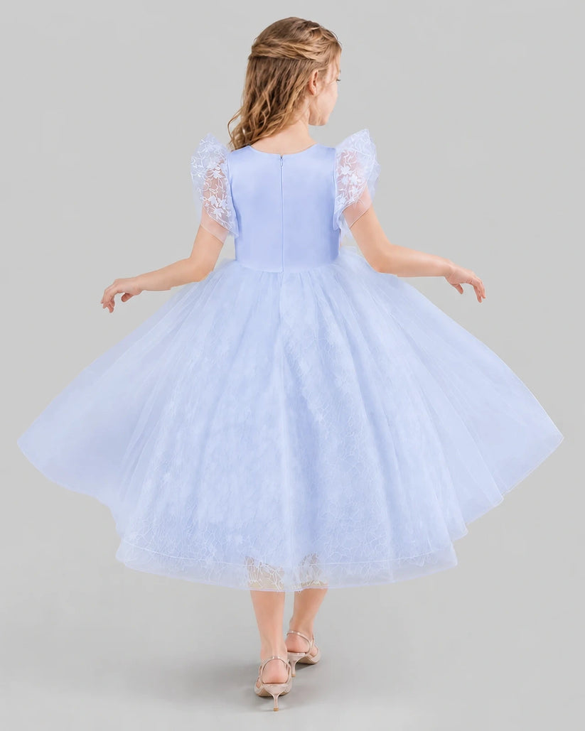 Lavender Ball Gown Flower Girl Dresses Back