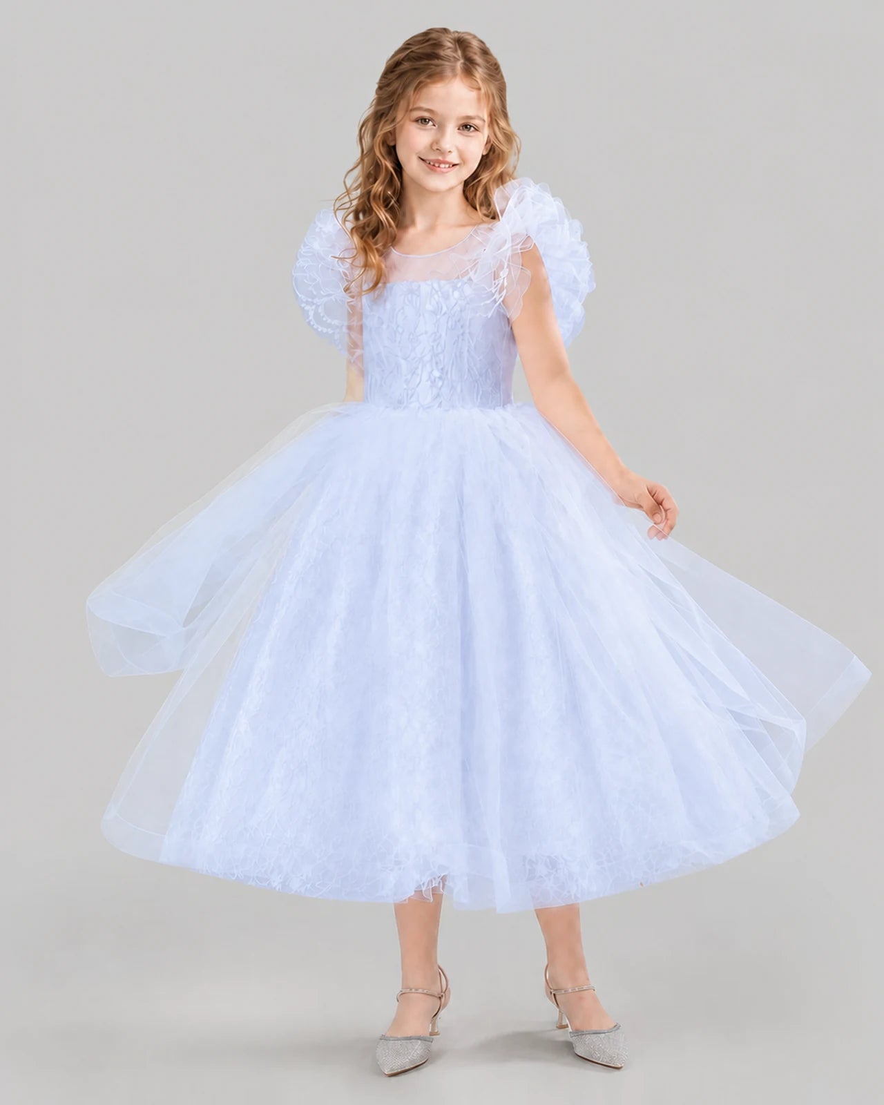 Lavender Ball Gown Flower Girl Dresses Side