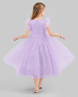Lilac Ball Gown Flower Girl Dresses Back