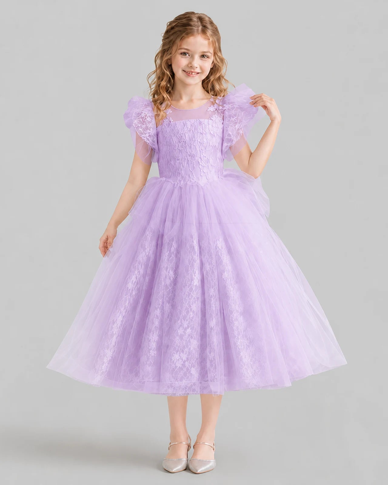 Lilac Ball Gown Flower Girl Dresses Front
