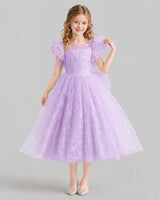 Lilac Ball Gown Flower Girl Dresses Front