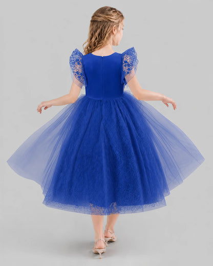 Royal Blue Ball Gown Flower Girl Dresses Back
