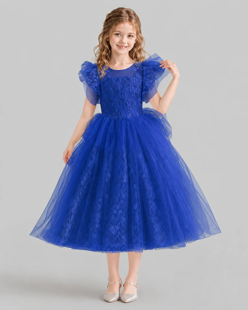 Royal Blue Ball Gown Flower Girl Dresses Front