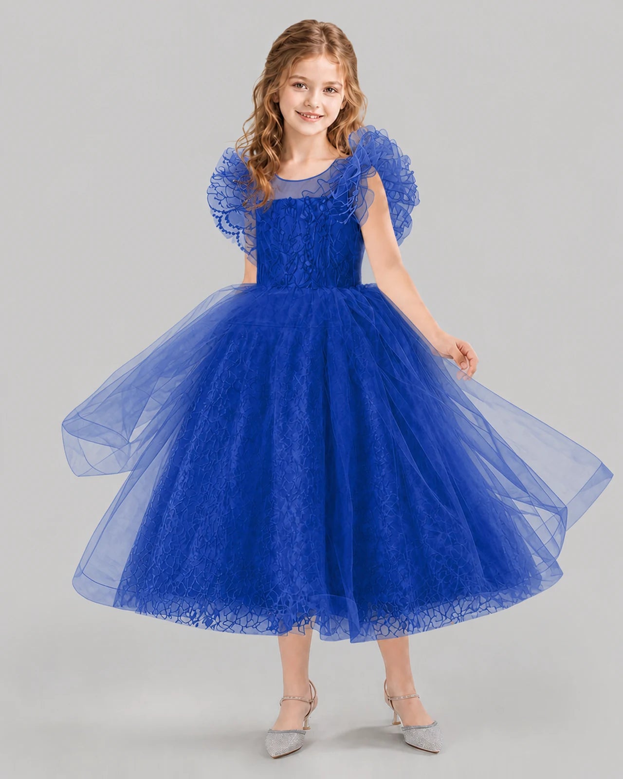 Royal Blue Ball Gown Flower Girl Dresses Side