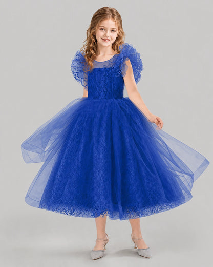 Royal Blue Ball Gown Flower Girl Dresses Side