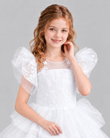 White Lace Tulle Flower Girl Dress Detail