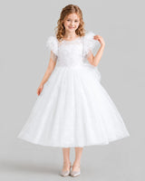 White Ball Gown Flower Girl Dresses Front