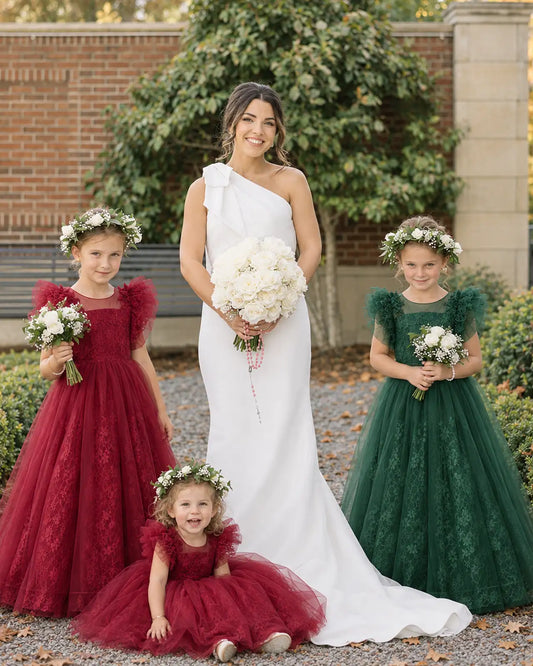 Burgundy Ball Gown Flower Girl Dresses Front