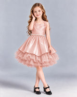 Blush Pink A-line Girls Formal Dress Front
