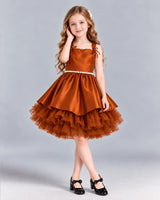 Burnt Orange A-line Girls Formal Dress Front