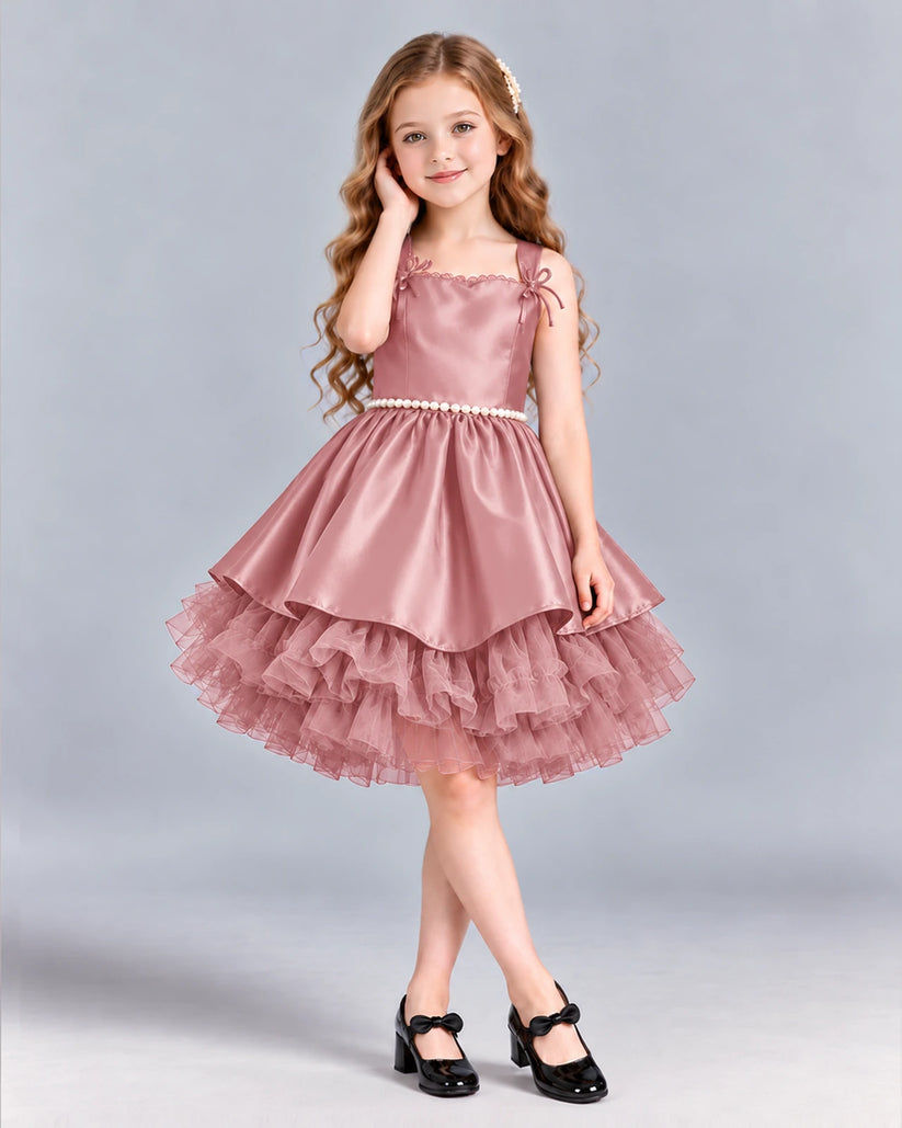 Dusty Rose A-line Girls Formal Dress Front