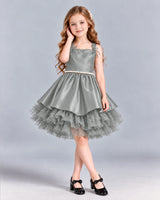 Silver A-line Girls Formal Dress Front