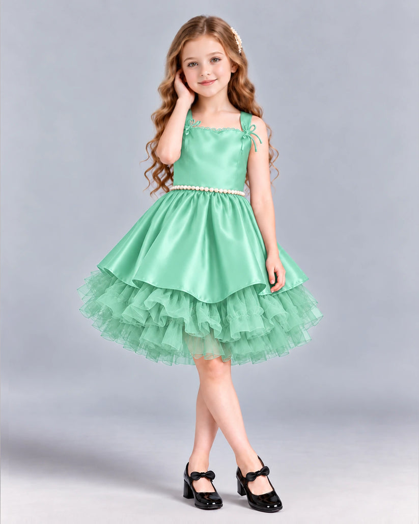 Turquoise A-line Girls Formal Dress Front