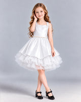 White A-line Girls Formal Dress Front