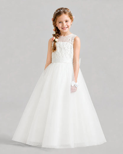 Ivory A-line Flower Girl Dresses Front