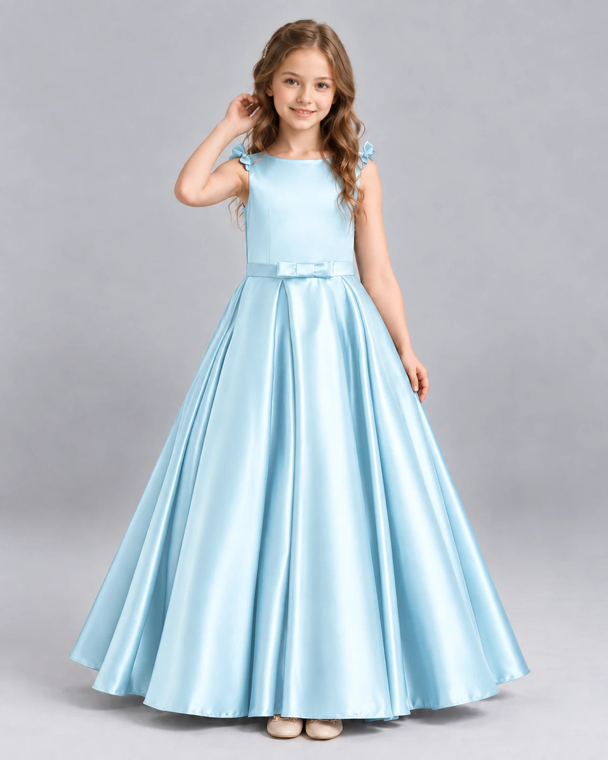 Baby Blue Ball Gown Girls Formal Dress Front