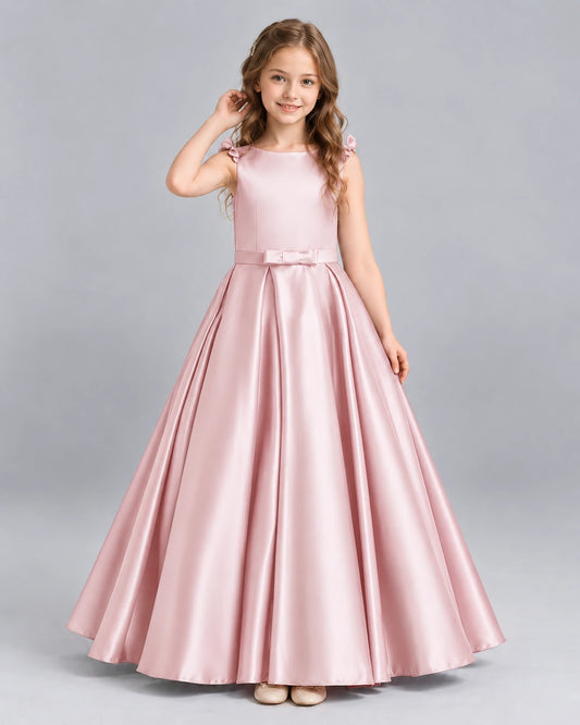 Blush Pink Ball Gown Girls Formal Dress Front