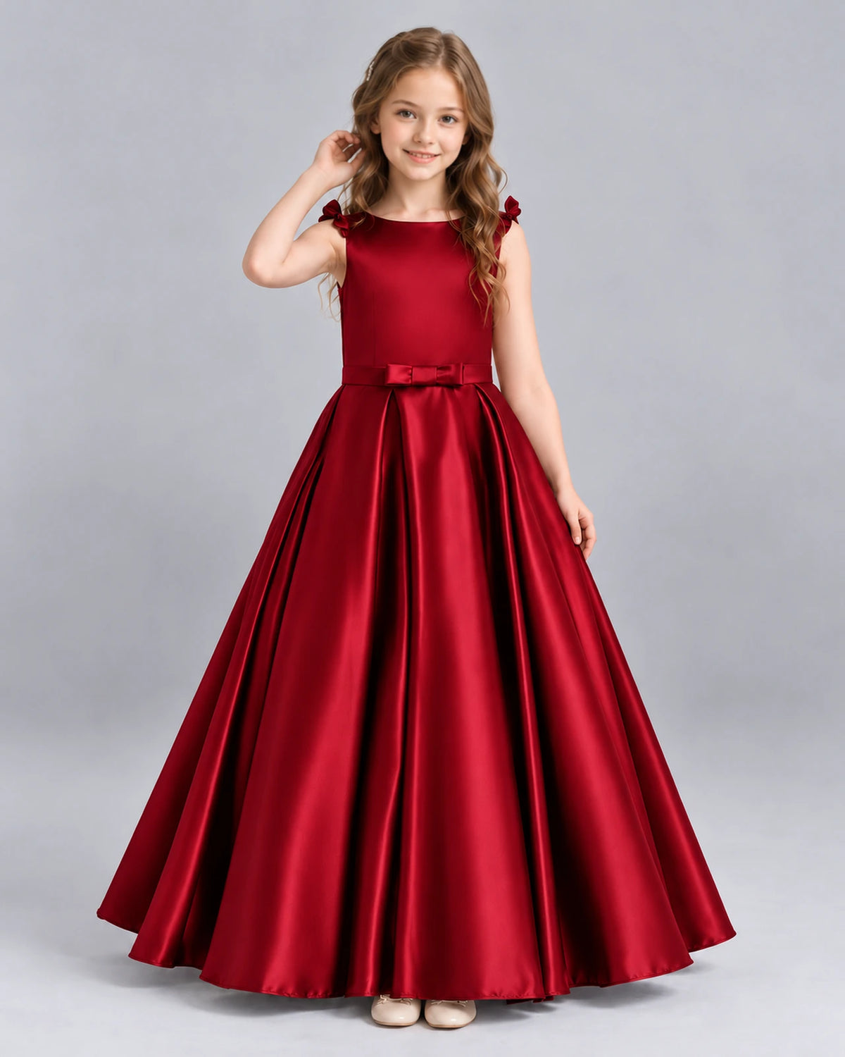 Burgundy Ball Gown Girls Formal Dress Front