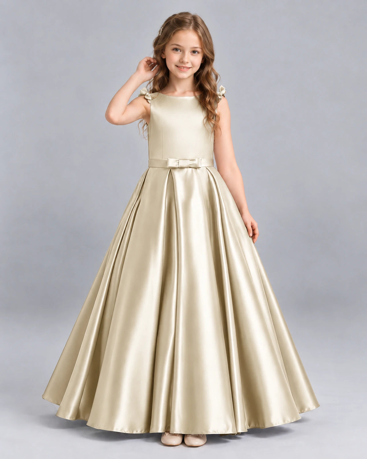Champagne Ball Gown Girls Formal Dress Front