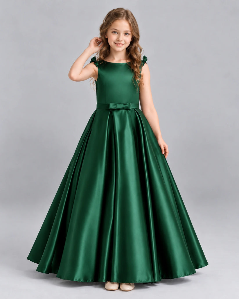 Dark Green Ball Gown Girls Formal Dress Front
