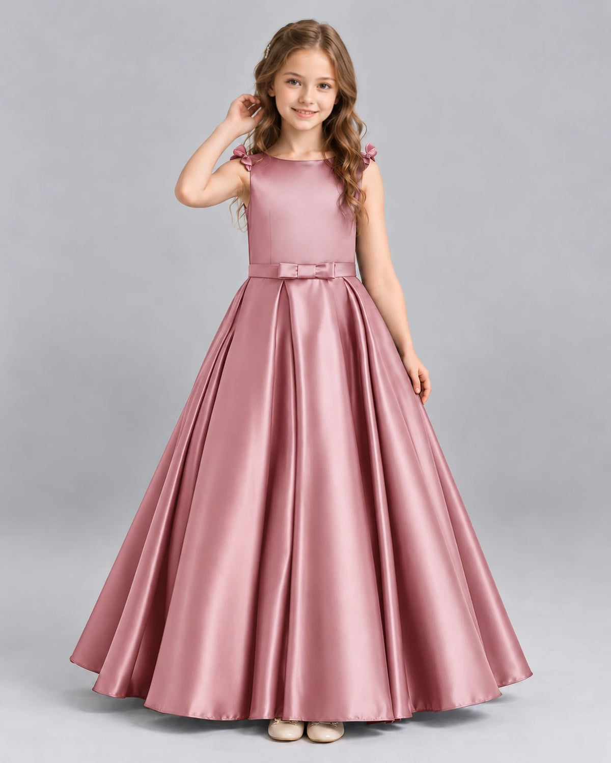 Dusty Rose Ball Gown Girls Formal Dress Front