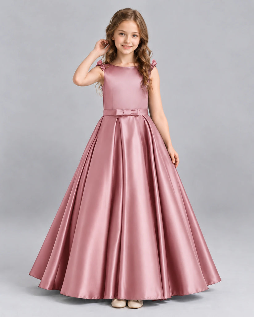 Dusty Rose Ball Gown Girls Formal Dress Front
