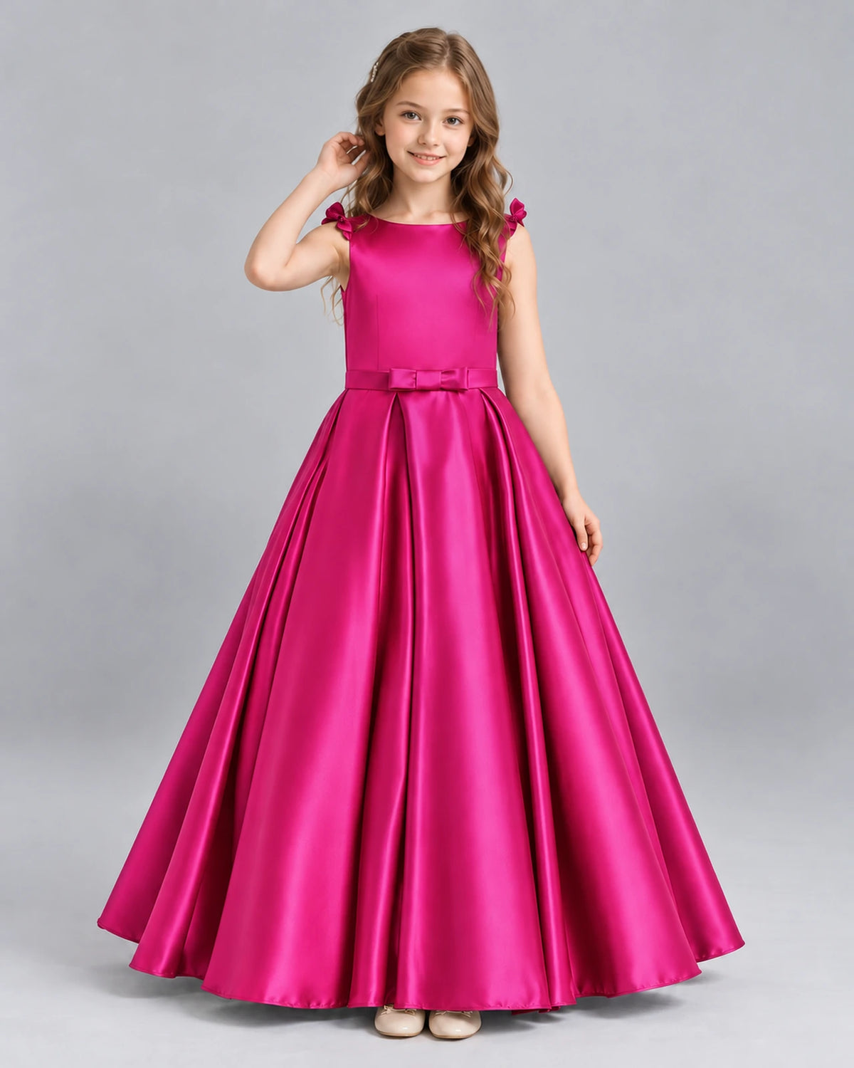 Hot Pink Ball Gown Girls Formal Dress Front