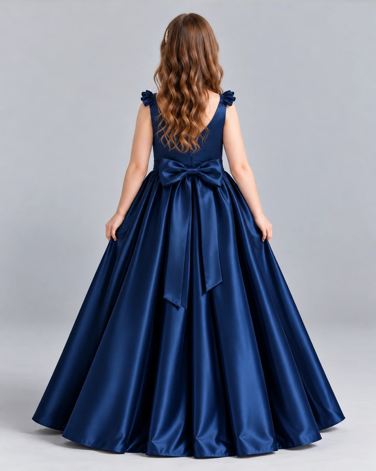 Navy Blue Ball Gown Girls Formal Dress Back [Shared]