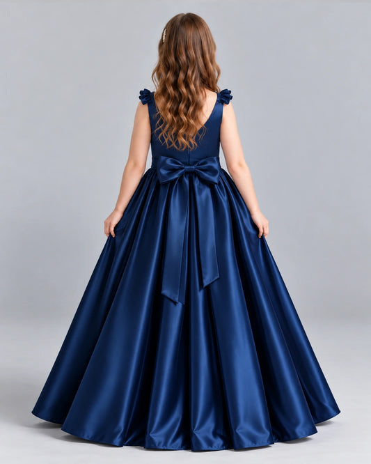 Navy Blue Ball Gown Girls Formal Dress Back [Shared]