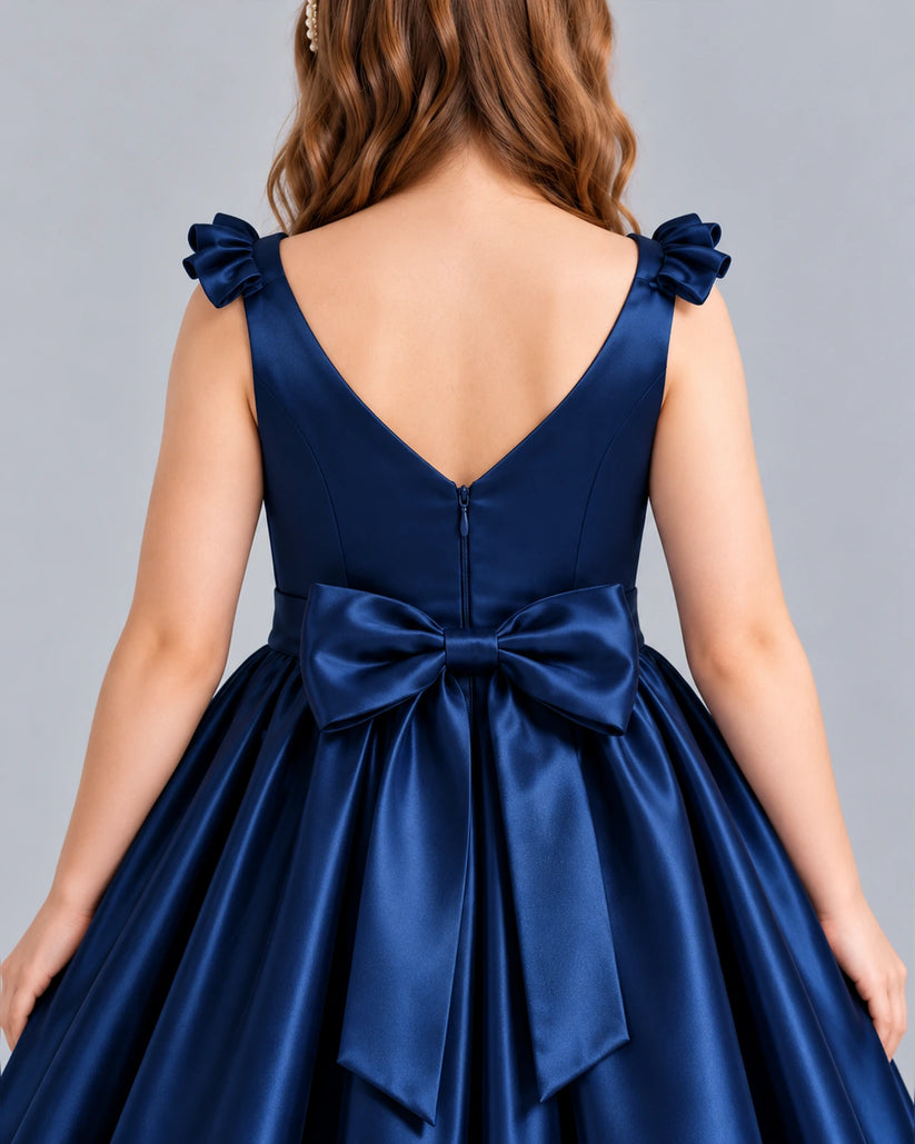 Navy Blue Ball Gown Girls Formal Dress Back_Detail [Shared]