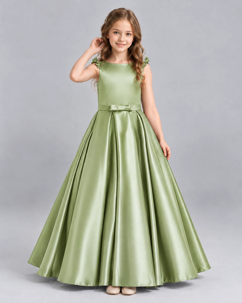 Sage Green Ball Gown Girls Formal Dress Front