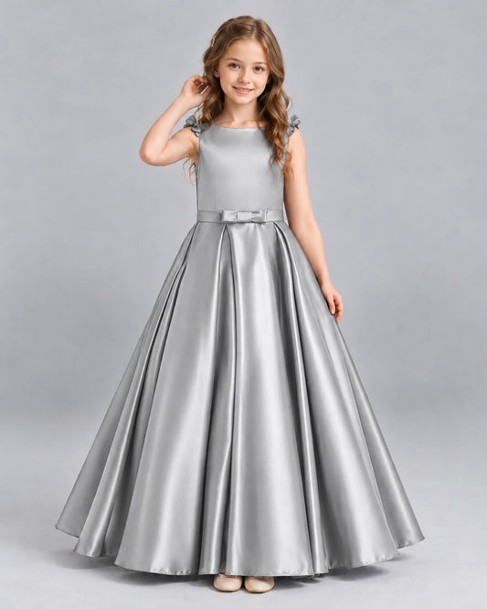 Silver Ball Gown Girls Formal Dress Front