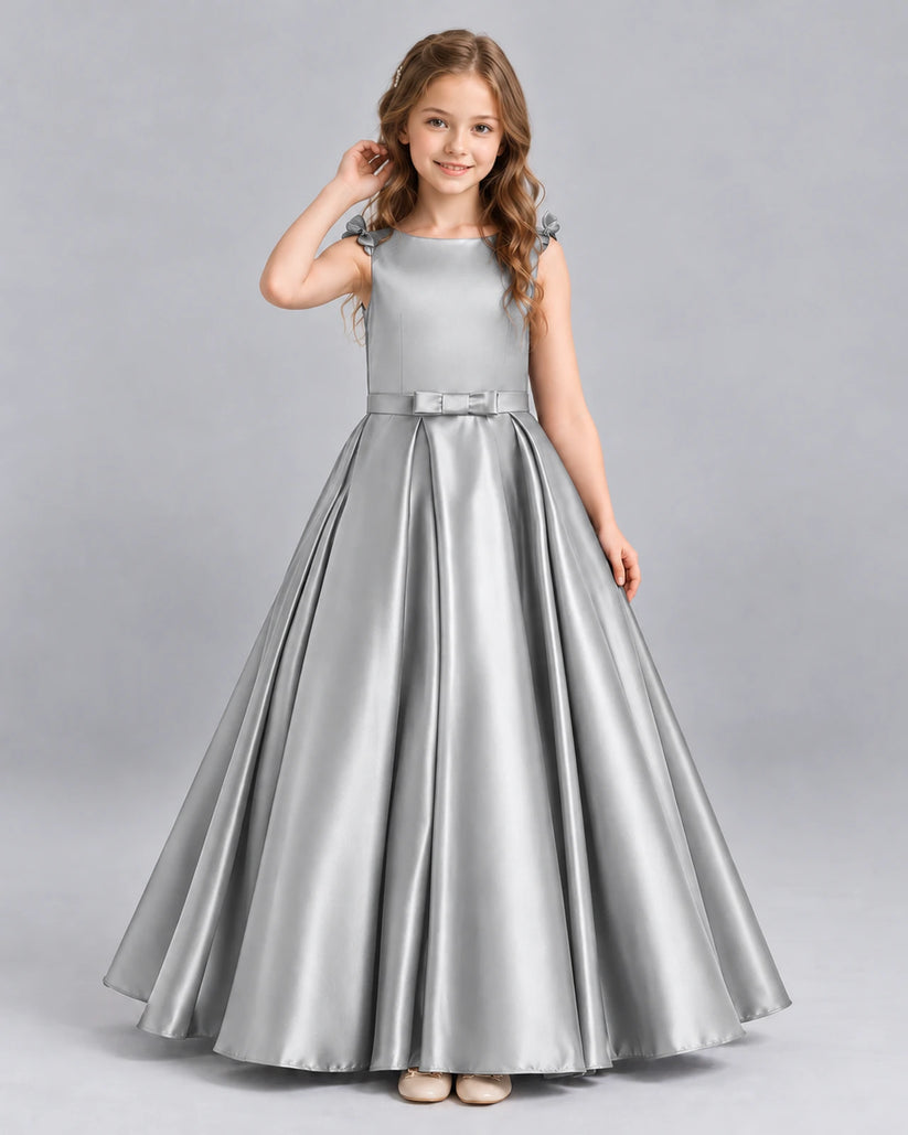 Silver Ball Gown Girls Formal Dress Front