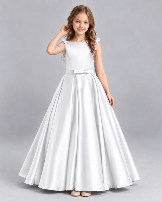 White Ball Gown Girls Formal Dress Front