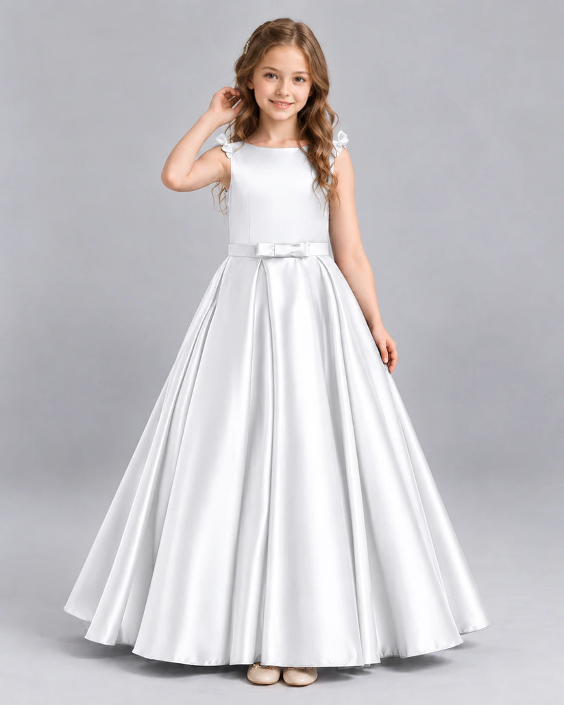 White Ball Gown Girls Formal Dress Front