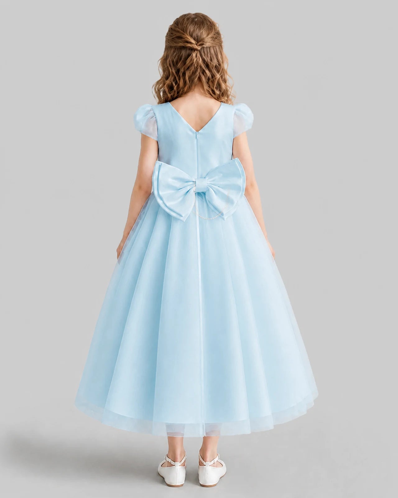 Baby Blue A-line Flower Girl Dresses Back