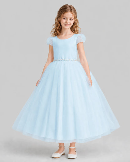 Baby Blue A-line Flower Girl Dresses Front