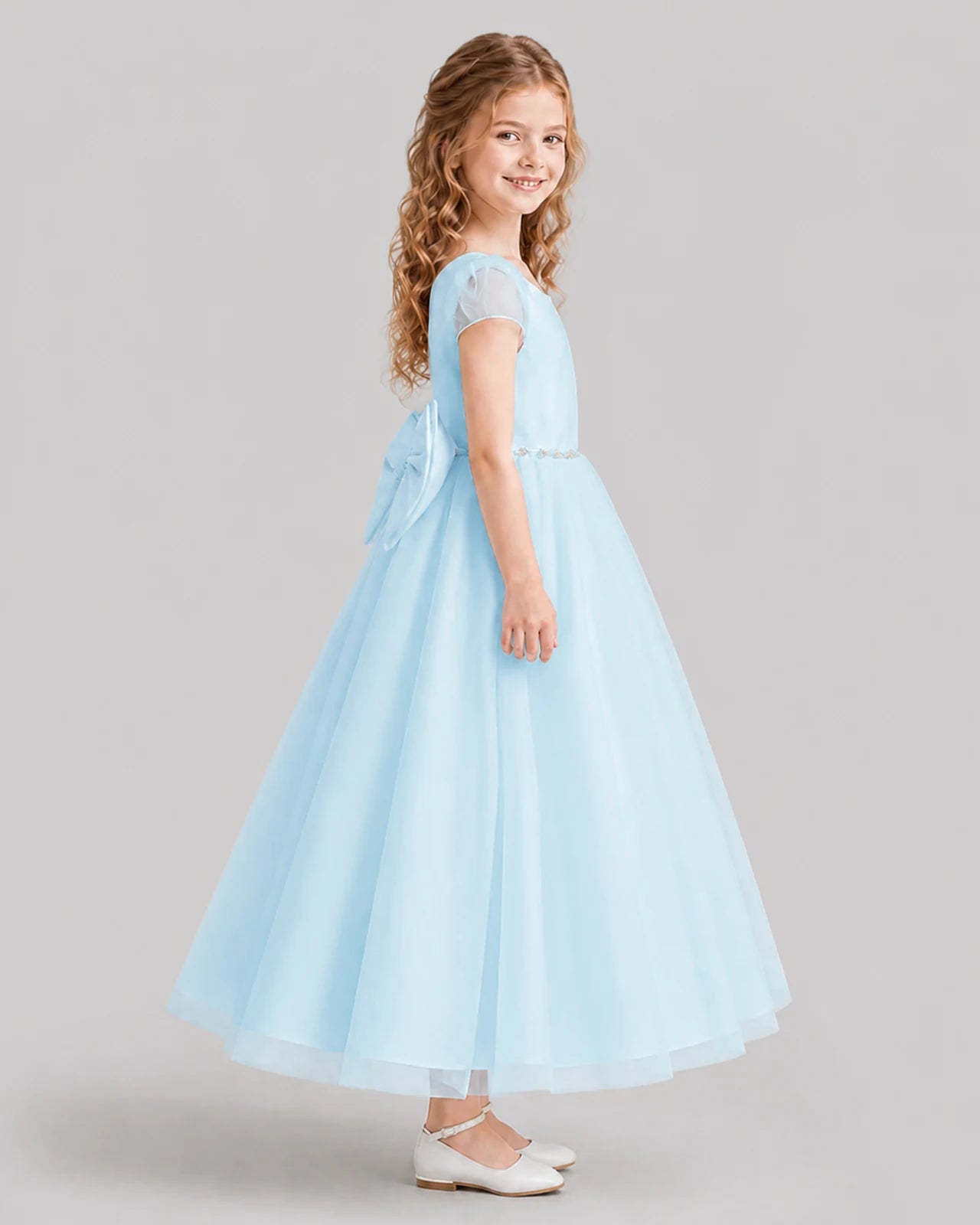 Baby Blue A-line Flower Girl Dresses Side
